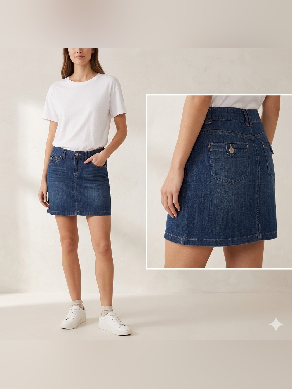 Ann Taylor LOFT Denim Mini Skirt Size 4 Blue 100% Cotton